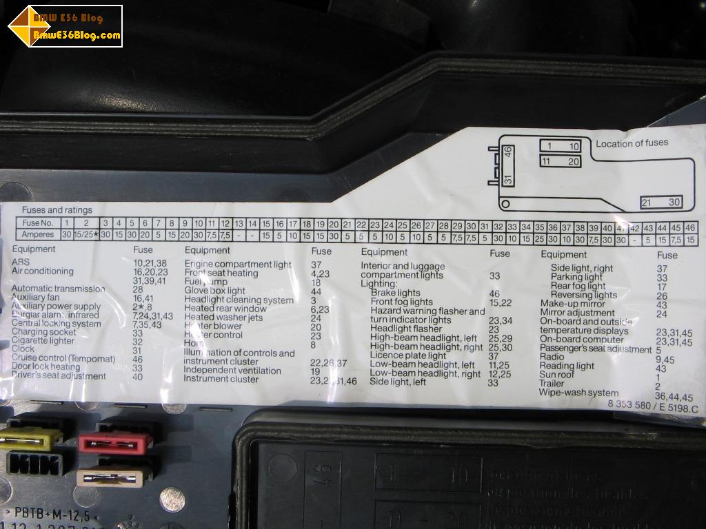 Bmw e36 fuse box relay layout #7