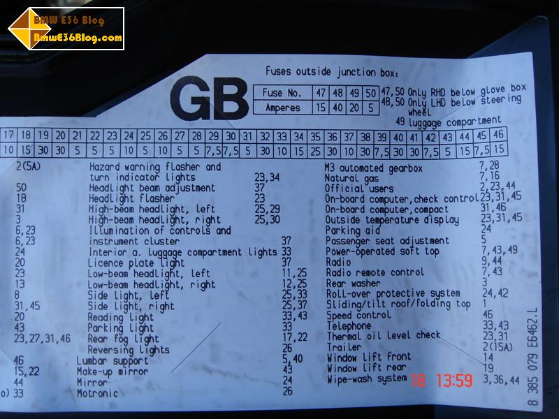 Bmw e36 fuse box relay layout #4